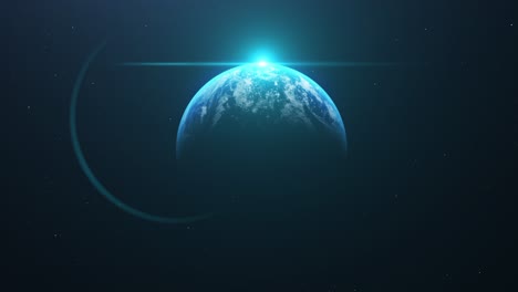 planet earth from space. beautiful blue sunrise world skyline. planet earth rotating