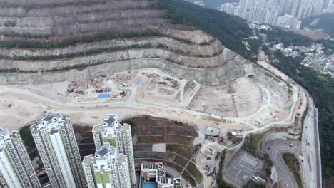 urban development site for residential construction in hong kong, aerial view