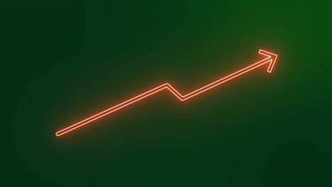 flickering neon graph arrow. stock exchange increase, up and to the right.
