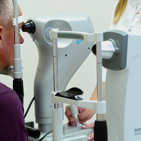 doctor and patient in ophthalmology clinic