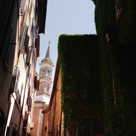 beautiful narrow street in the old part of rome italy