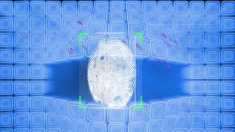 Animation-of-fingerprint-over-purple-lines-on-blue-background