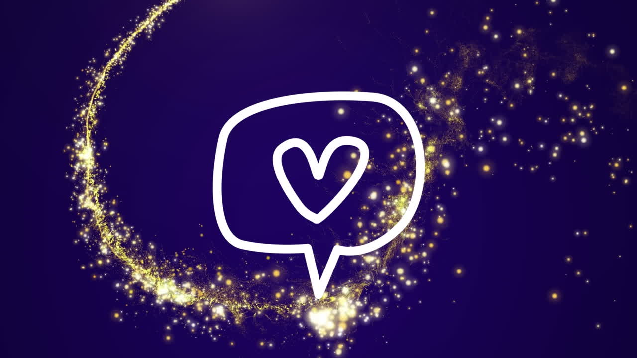 animación del signo de victoria del corazón sobre la estrella fugaz sobre fondo púrpura