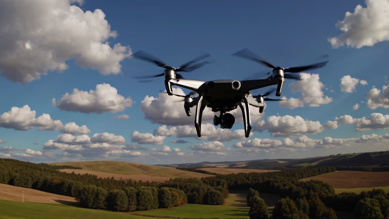 Aerial video of a drone flying over a scenic landscape