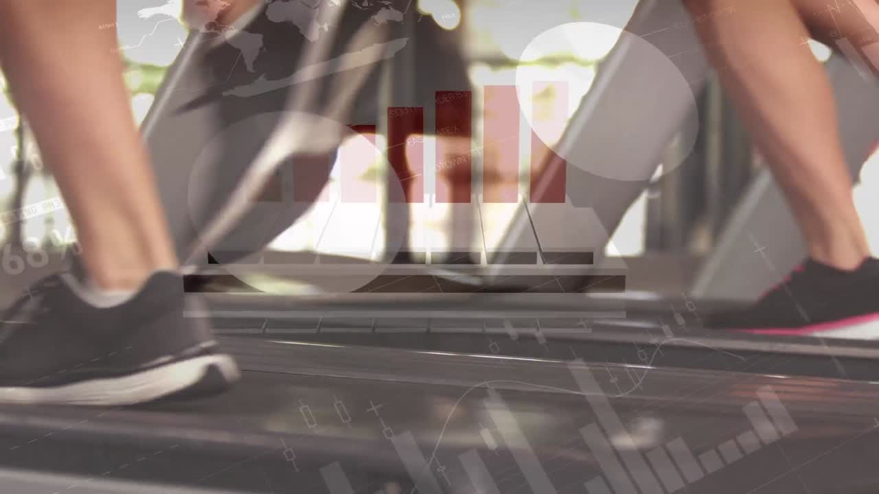 달리는 사람들 위에서 금융 데이터 처리의 애니메이션