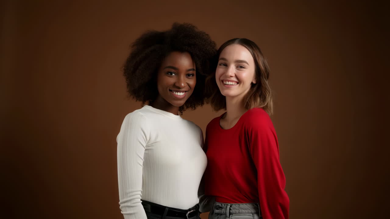 Two Women Smiling and Looking at Each Other