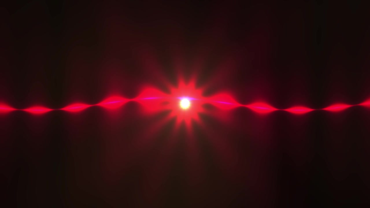 Onda de Luz Vermelha Abstrata Pulsando em Fundo Escuro