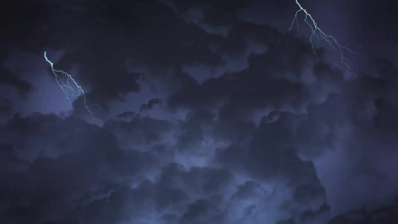 Animation of storm clouds over lightning
