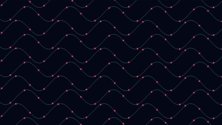 Waves pattern with neon dots on black gradient 5