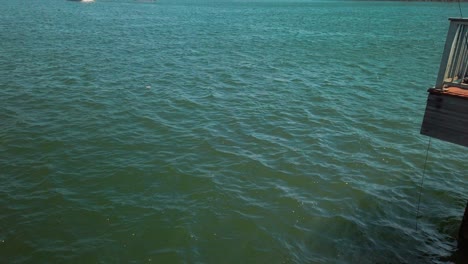 Wide-shot-of-cruise-ship-and-the-Queen-Mary-ocean-liner-docked-in-port