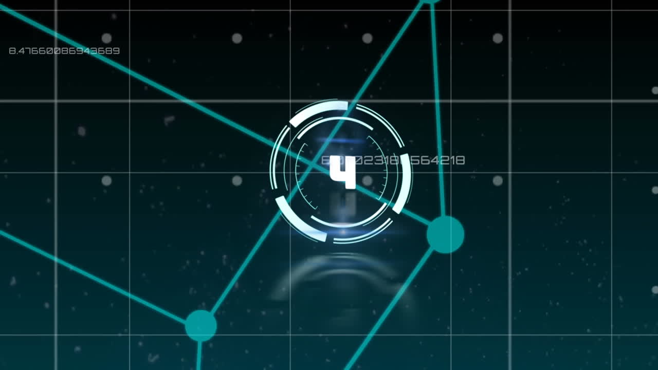 animación del alcance con cuenta atrás y procesamiento de datos en pantallas