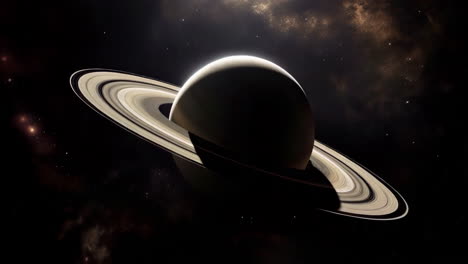 the planet saturn is in a dark starry sky