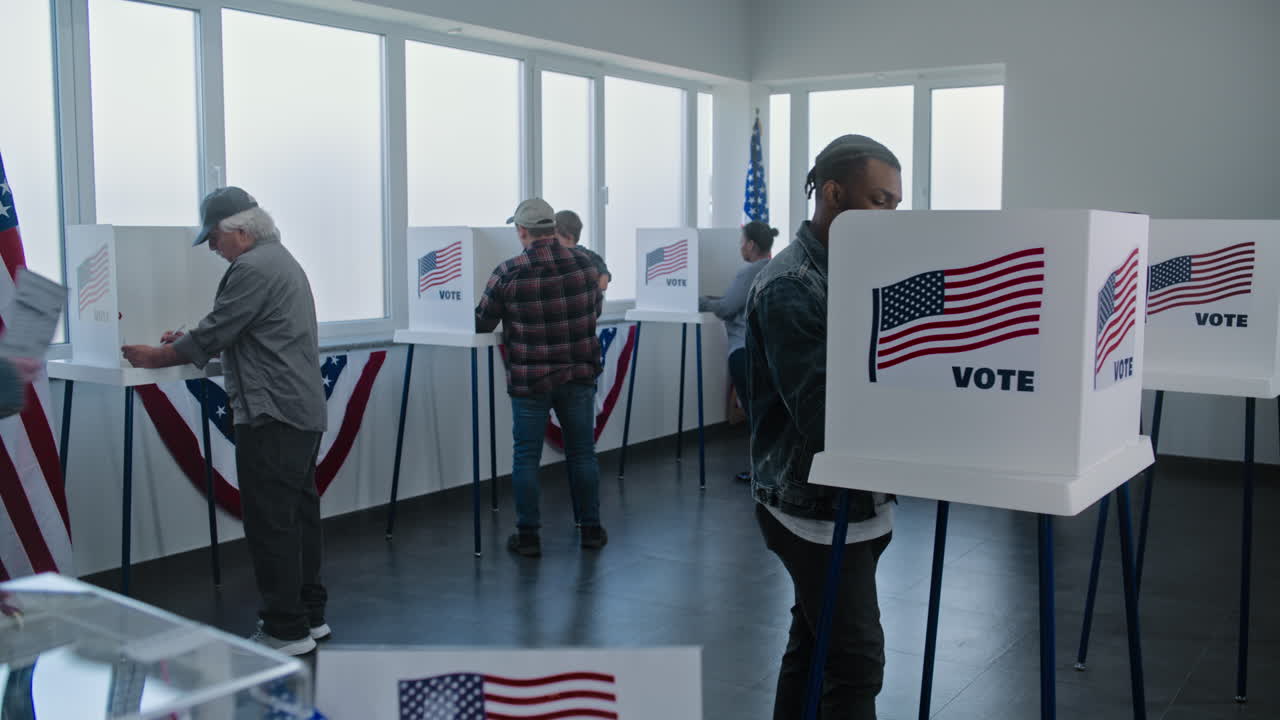 People Voting in a Polling Station