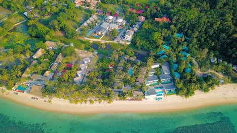 4k aerial top view of nathon beach, koh samui