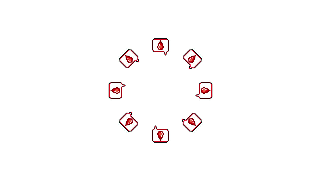 Pixel Art Speech bubble Drop Spinning Circle Animated Overlay Transparent 30fps (4)