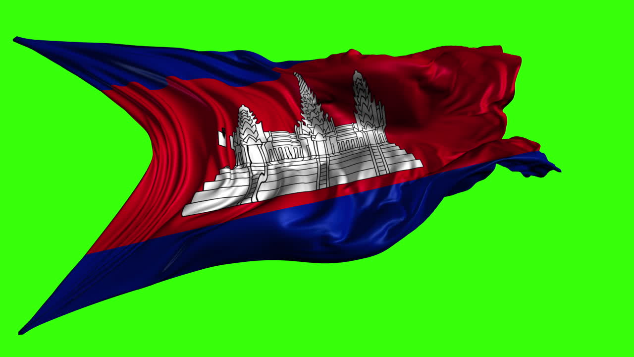 Cambodia Flag on Green Screen