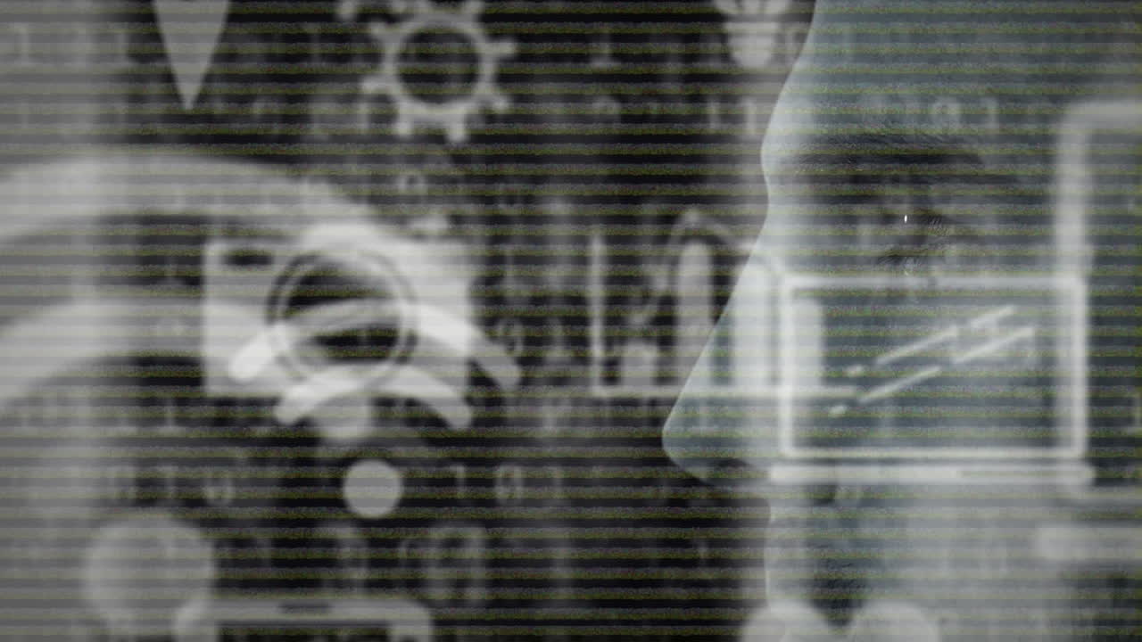 animación del procesamiento de datos sobre el hombre caucásico