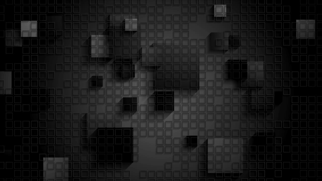 animación de video de cuadros geométricos negros con cuadrados