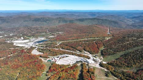 panoramic aerial view of killington resort during autumn in rutland county, vermont, united states