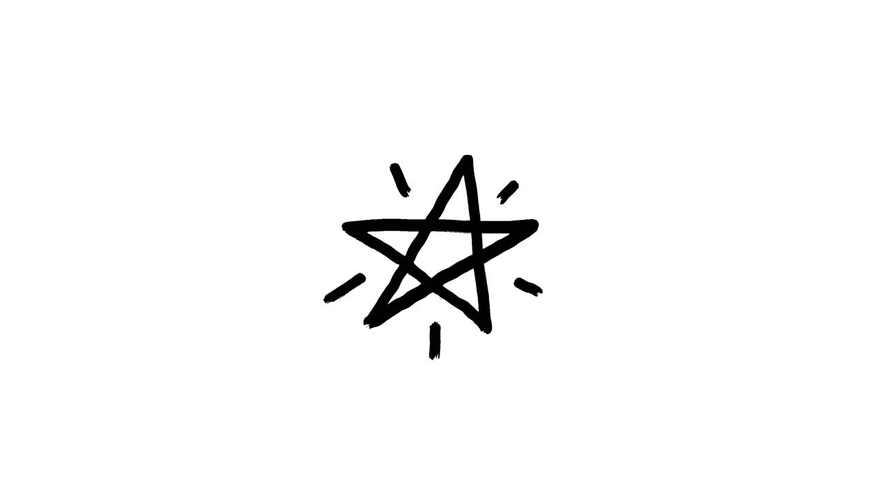 Handgetekend zwart stersymbool met stippen op witte achtergrond