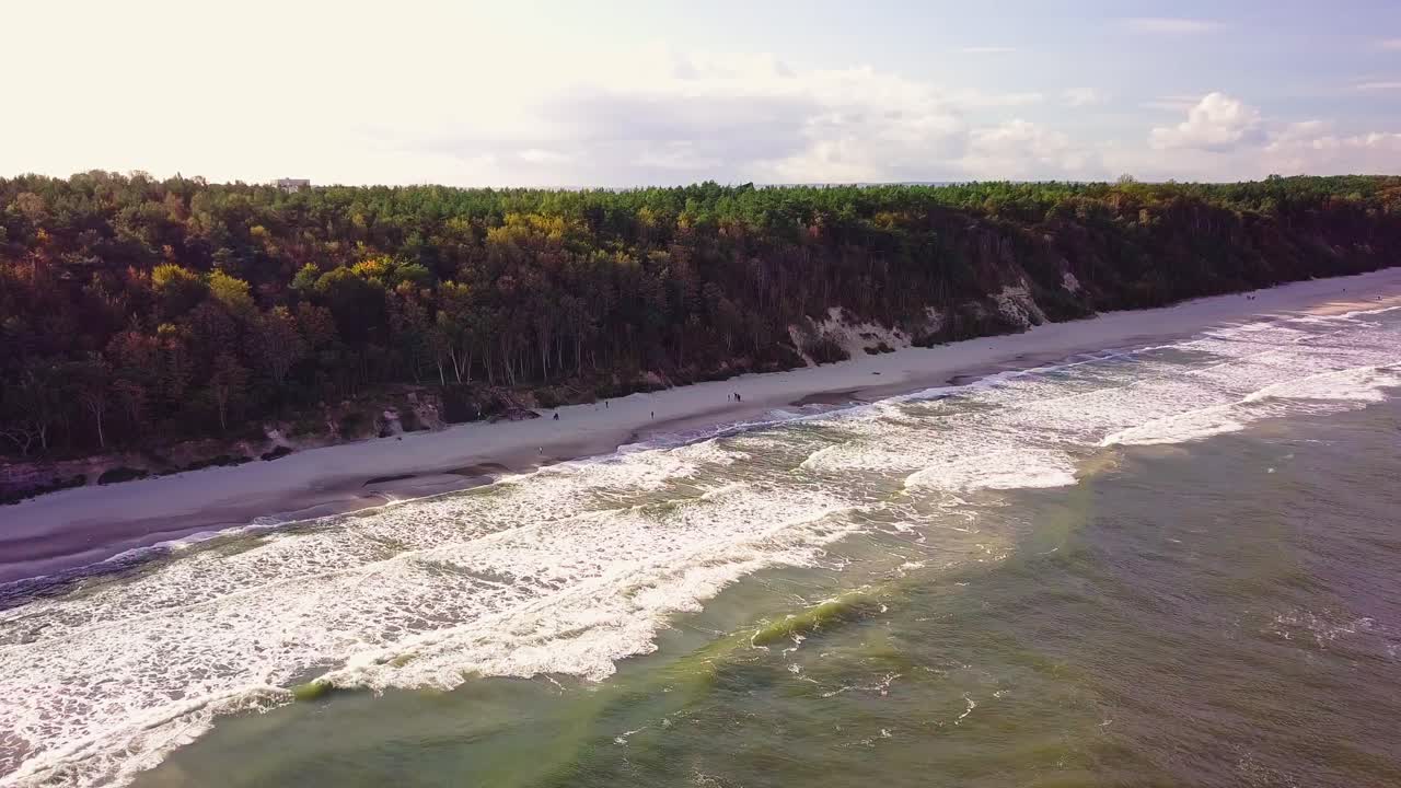 Sandy Beach in Autumn Aerial Shot