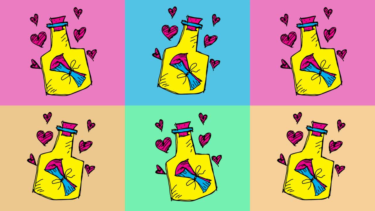 niños dibujando arte pop fondo sin costuras con el tema del mensaje de amor