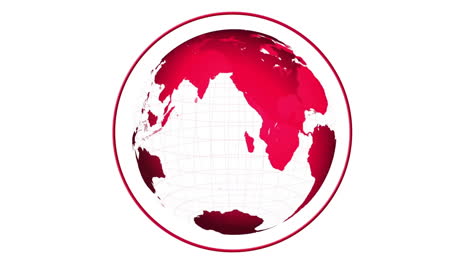 rotating red and white globe animation over white background