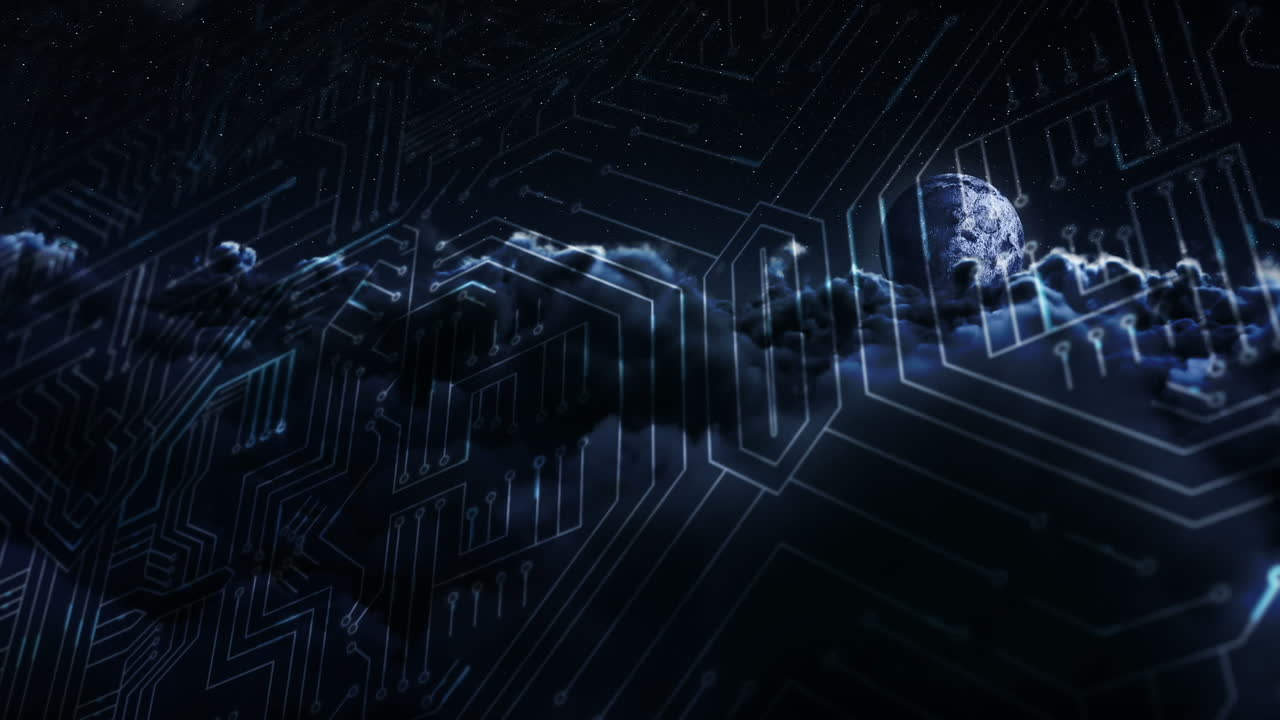 circuito contra las nubes por la noche