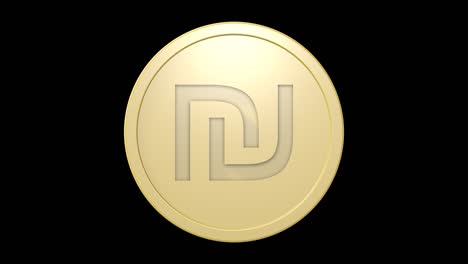 shekel sign on golden coin