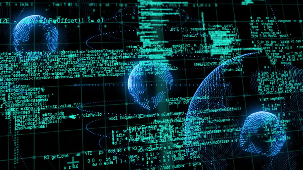 Animation of spots and globes over data processing
