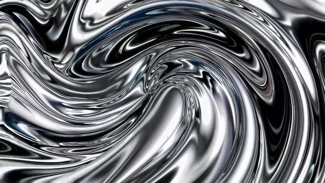Dynamic Silver Metallic Fluid Swirl Animation