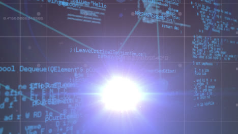 animation der datenverarbeitung und helle punkte auf schwarzem hintergrund