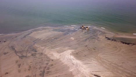 beach dredging aerial shot