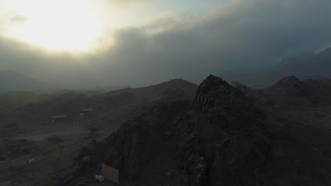 aerial - cinematic sliding shot of a mountain