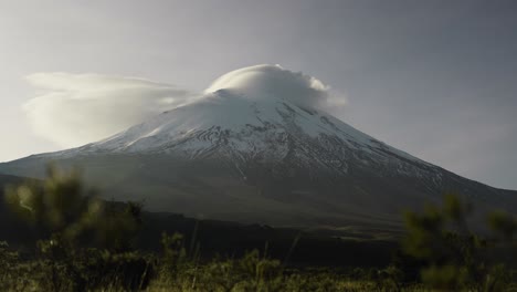 TIME-LAPSE-Dawn-at-great-snowy-volcano-forming-clouds-In-the-Andes-of-Ecuador-Cotopaxi