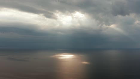 amazing god rays over overcast baltic sea