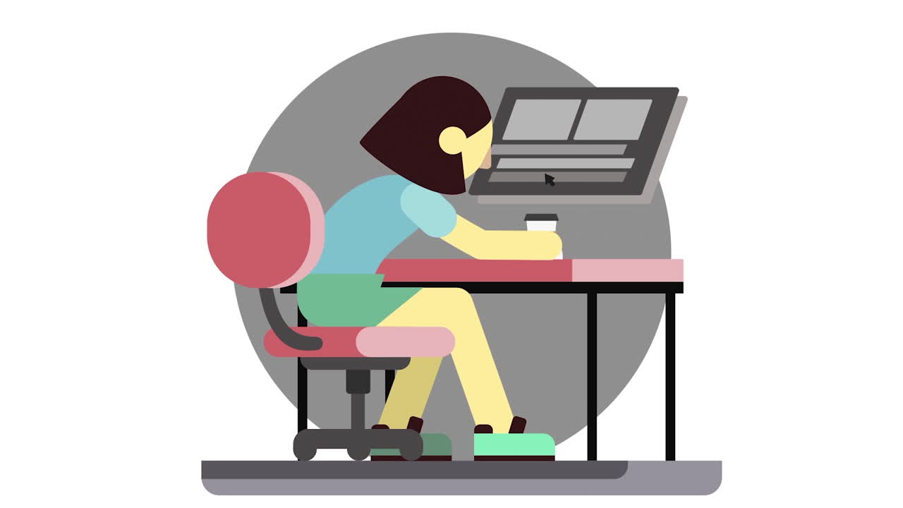 컴퓨터에서 일하는 여자