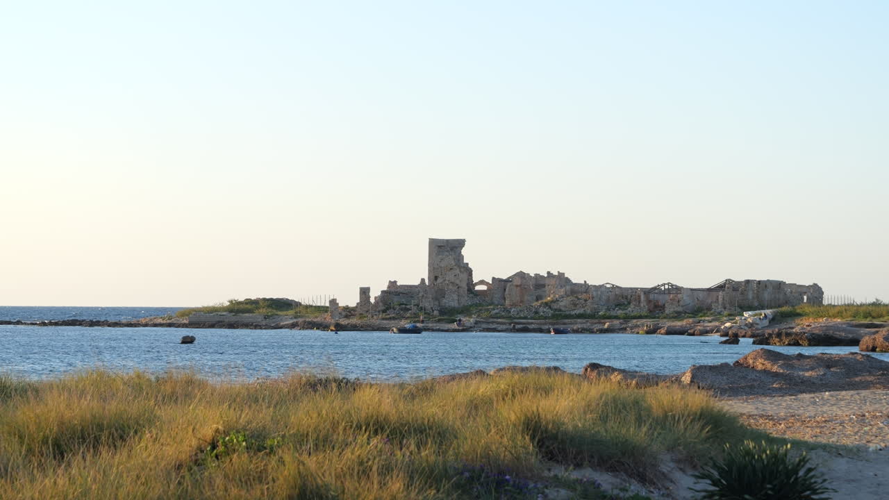 Tonnara San Giuliano Historical Place In Trapani, Sicily, Italy. Wide Shot
