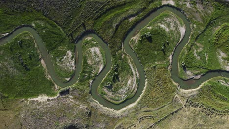 winding river curves outside kanab, utah - aerial drone top down