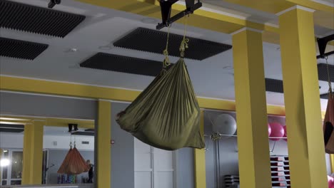 yoga hammocks in a fitness center