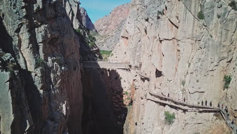 famous walkway along the steep walls of a narrow gorge in el chorro