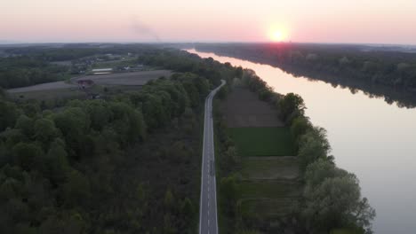 areal footage filming with mavic 2 pro of river sava in bosnia