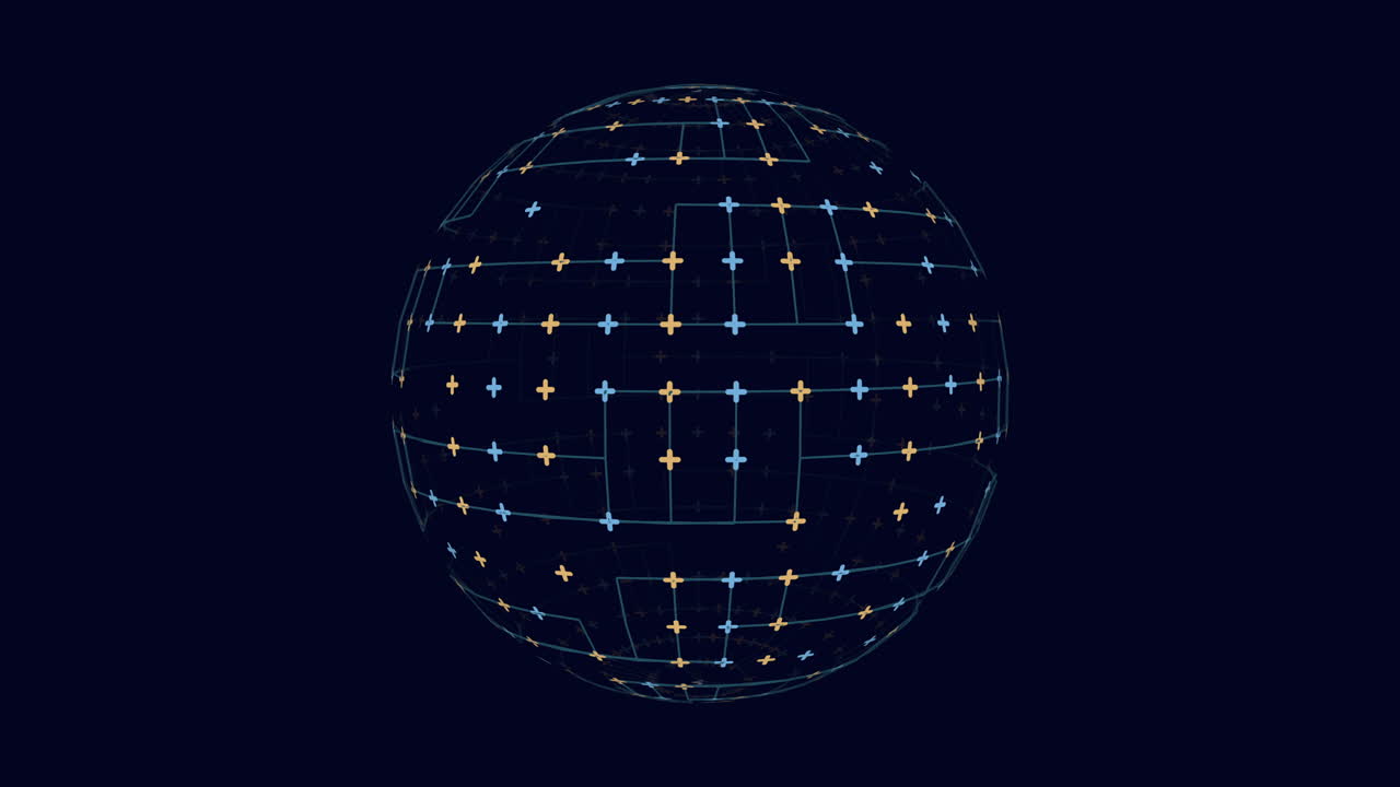 3d sphere constructed from network of dots in grid pattern