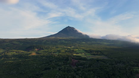 Aerial-view-of-the-highest-mountain-in-Portugal-surrounded-by-raw-forest