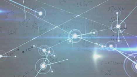 animation of network of connections with equations and data processing