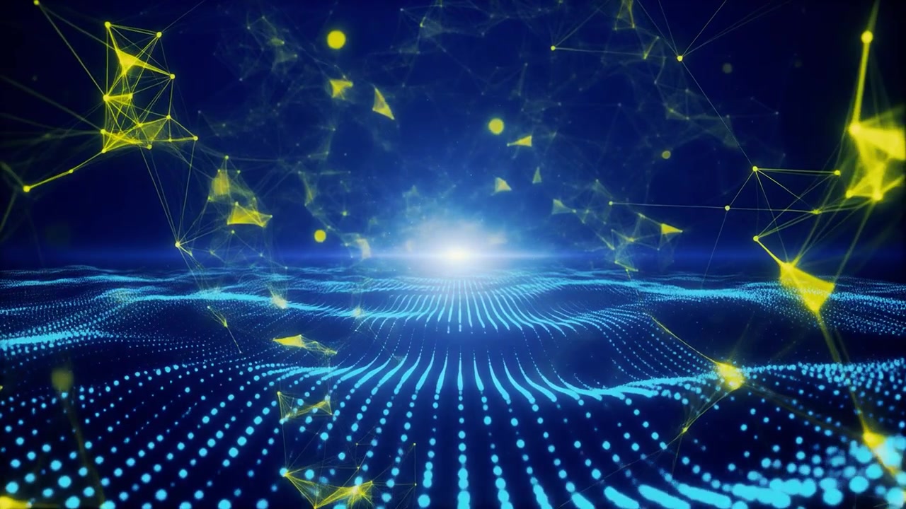 Abstract Digital Data Wave with Floating Network Connections