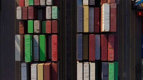 aerial view of stackable shipping container at terminal