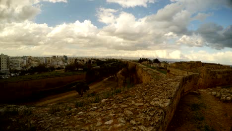 from the walls of a medieval fortress you can see the modern city of famagusta