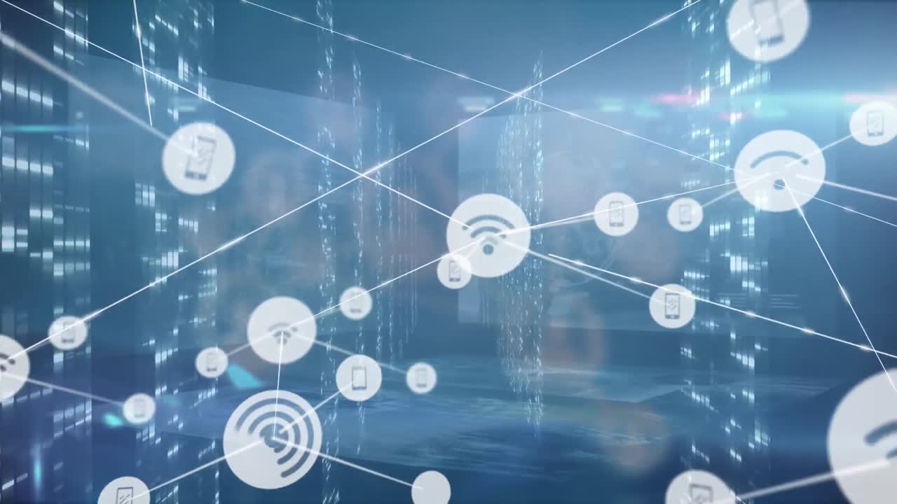 Animation af netværk af forbindelser over lyspletter