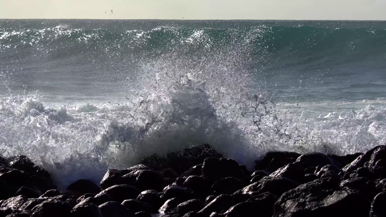 las olas azules llegan a la costa de hawaii y rompen en la orilla 8